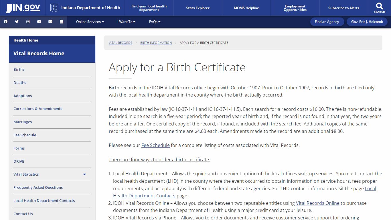 Apply for a Birth Certificate - Vital Records